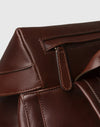 Zaino in Pelle Pieno Fiore con Tasche Frontali