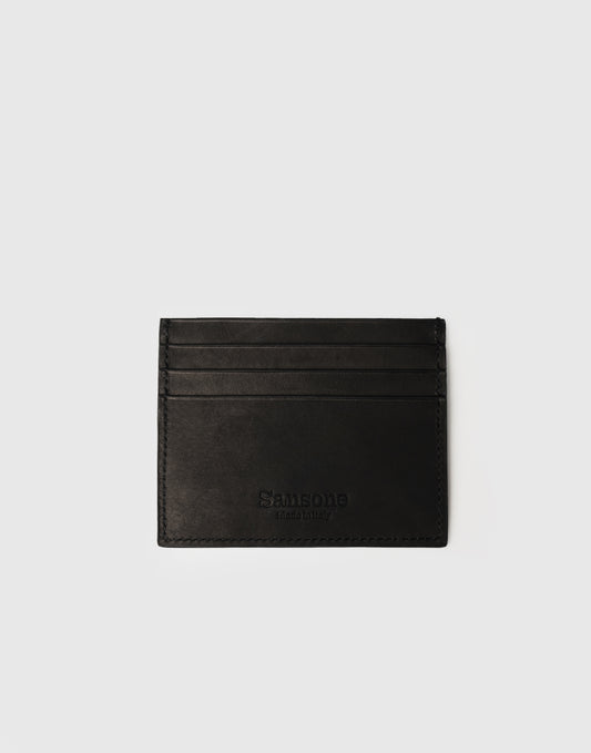 Portacarte di credito in vitello nero