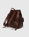 Zaino in Pelle Pieno Fiore con Tasche Frontali