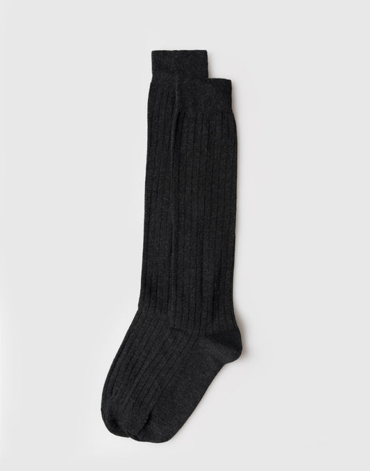 Calze Uomo Lunghe a Costina in Cotone e Cashmere
