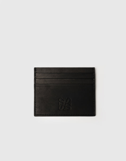 Portacarte di credito in vitello nero