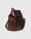 Zaino in Pelle Pieno Fiore con Tasche Frontali