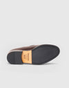 Mocassino tassel loafer in pelle marrone con nappine