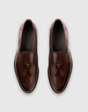 Mocassino tassel loafer in pelle marrone con nappine
