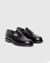 Mocassino penny loafer in pelle abrasivata nera