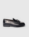 Mocassino con nappine in pelle nera