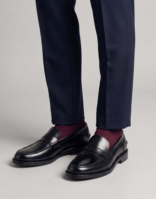 Mocassino penny loafer in pelle abrasivata nera