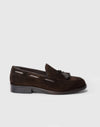 Mocassino con nappine in camoscio marrone