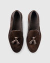 Mocassino con nappine in camoscio marrone
