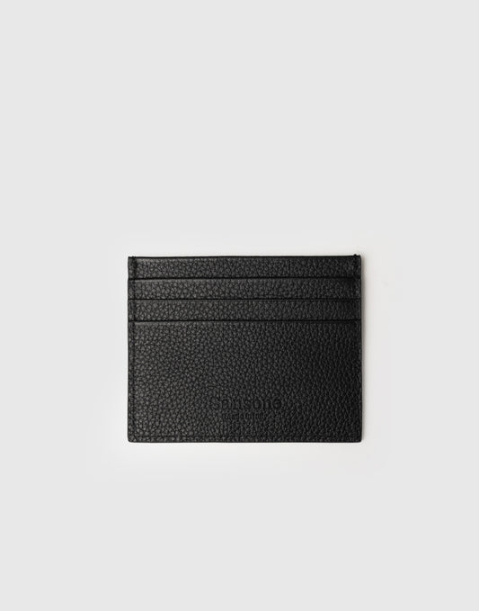 Portacarte di credito in pelle bottolata nera